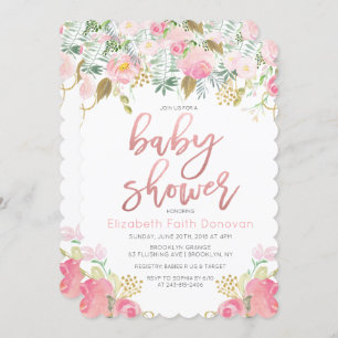 Floral Baby shower Uitnodiging