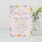 Floral Baby shower Uitnodiging (Staand voorkant)