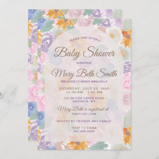 Floral Baby shower Uitnodiging