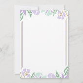 Floral Baby shower Uitnodiging paars en goud (Achterkant)