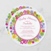  "Floral Baby Shower"-uitnodigingen Kaart (Voorkant / Achterkant)