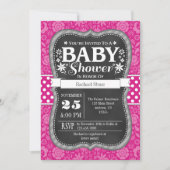 Floral Baby shower van warmroze karton uitnodigen Kaart (Voorkant)