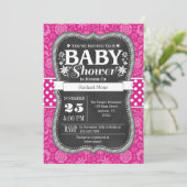 Floral Baby shower van warmroze karton uitnodigen Kaart (Staand voorkant)
