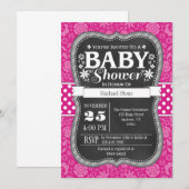 Floral Baby shower van warmroze karton uitnodigen Kaart (Voorkant / Achterkant)