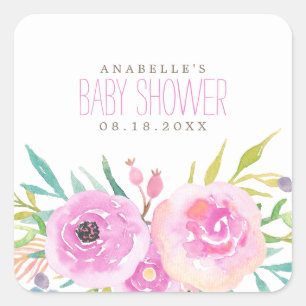 Floral Baby shower Vierkante Sticker