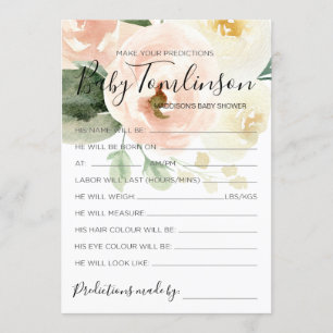 Floral Baby shower voorspelling spelkaart Kaart