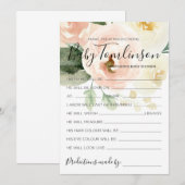 Floral Baby shower Voorspellingen Guess Game Kaart (Voorkant / Achterkant)