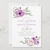 Floral Baby shower Waterverf Violet and Sage Kaart (Voorkant)