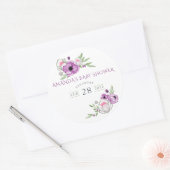 Floral Baby shower Waterverf Violet and Sage Ronde Sticker (Envelop)