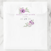 Floral Baby shower Waterverf Violet and Sage Ronde Sticker (Tas)