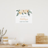 Floral Baby shower Welkom Sign Poster (Keuken)