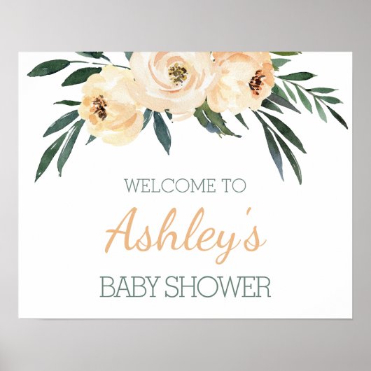 Floral Baby shower Welkom Sign Poster (Voorkant)