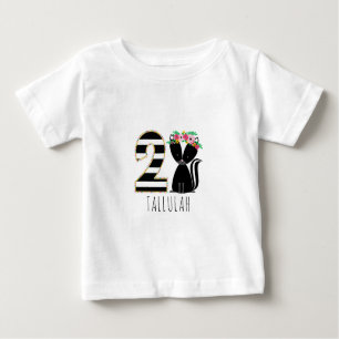 Floral Baby Skunk Stripes Second Birthday Shirt