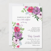 Floral Baby Sprinkle Paarse Roze Bloemen Kaart (Voorkant)