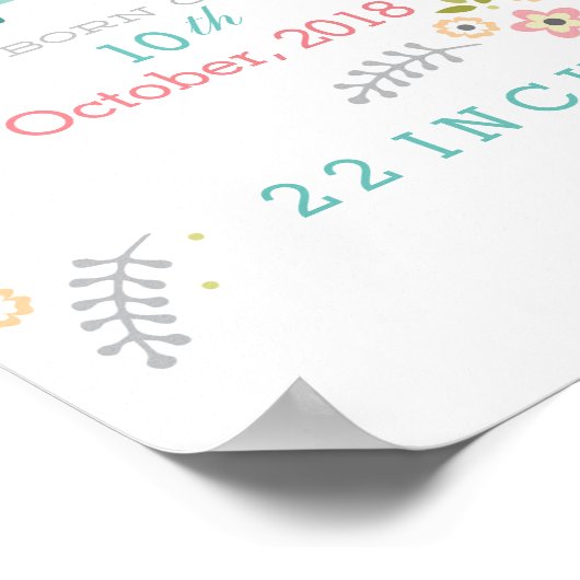 Floral Baby Stats Poster (Hoek)