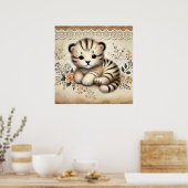 Floral Baby Tiger Nursery Poster (Keuken)