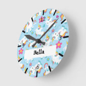 Floral Baby Unicorns & Hearts - Ronde Klok (Hoek)