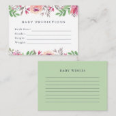 Floral Baby Voordictions en Well Wishes Activity Informatiekaartje (Voorkant / Achterkant)