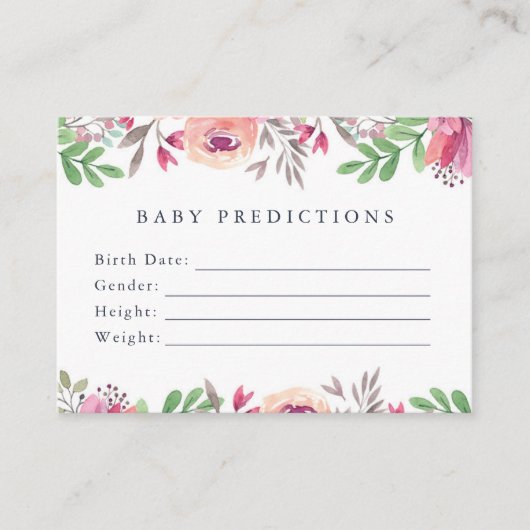 Floral Baby Voordictions en Well Wishes Activity Informatiekaartje (Voorkant)