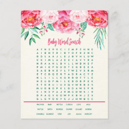 Floral Baby Word Search, Baby shower Games, games