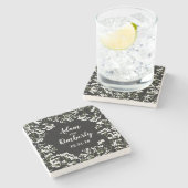 Floral Babys Breath Gepersonaliseerde Bruiloft Pas Stenen Onderzetter (Zijkant)