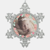 Floral Baby's Eerste Kerstmis Tin Sneeuwvlok Ornament (Voorkant)