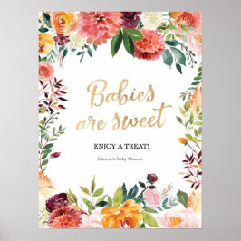 Floral Baby's zijn Sweet Baby shower teken Poster