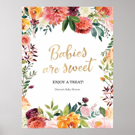 Floral Baby's zijn Sweet Baby shower teken Poster (Voorkant)