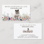 Floral Back British Shorthair, schatkist Visitekaartje (Voorkant / Achterkant)