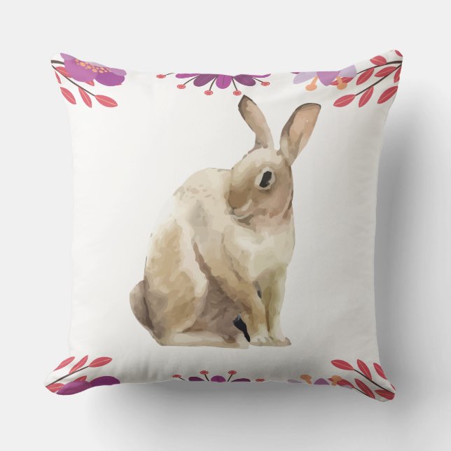 Floral Background Easter Bunny Kussen (Voorkant)