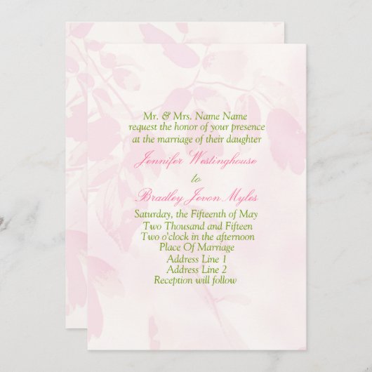 Floral Background Wedding Sjabloon Kaart (Voorkant / Achterkant)