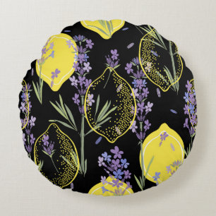 Floral background with hand-drawn lavender flowers rond kussen