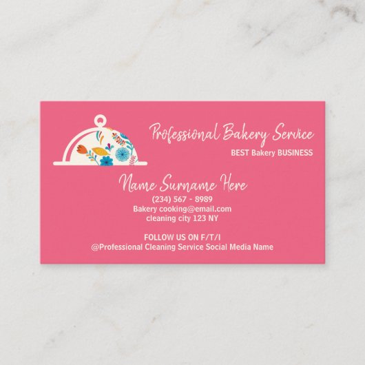 Floral Bakery Cook Chef Visitekaartje (Voorkant)
