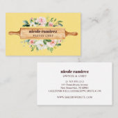 Floral Bakery Rolling Pin dessert Geel Leder Visitekaartje (Voorkant / Achterkant)