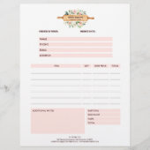 Floral Bakery Rolling Pin Patisserie Order Form Flyer (Voorkant)