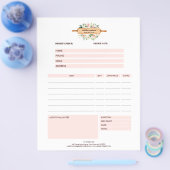 Floral Bakery Rolling Pin Patisserie Order Form Flyer (Enkel)