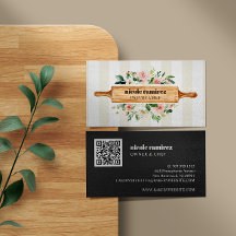 Floral Bakery Rolling Pin Patisserie QR CODE Busin