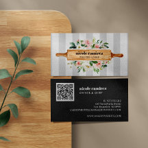 Floral Bakery Rolling Pin Patisserie QR CODE