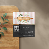 Floral Bakery Rolling Pin Patisserie QR CODE Visitekaartje
