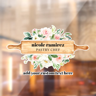 Floral Bakery Rolling Pin Patisserie Raamsticker