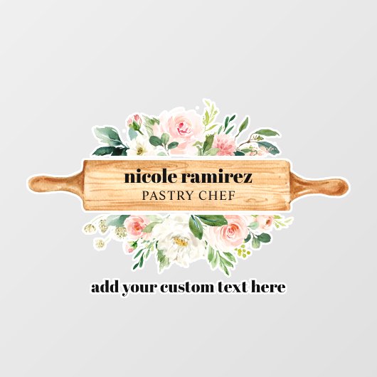 Floral Bakery Rolling Pin Patisserie Raamsticker (Vel)
