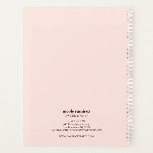 Floral Bakery Rolling Pin Patisserie witte marmer Planner (Achterkant)