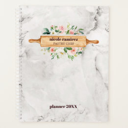 Floral Bakery Rolling Pin Patisserie witte marmer Planner