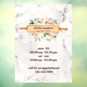 Floral Bakery Rolling Pin Patisserie witte marmer Raamsticker (Vel 3)