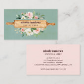 Floral Bakery Rolling Pin Patisserie zee groen Visitekaartje (Voorkant / Achterkant)