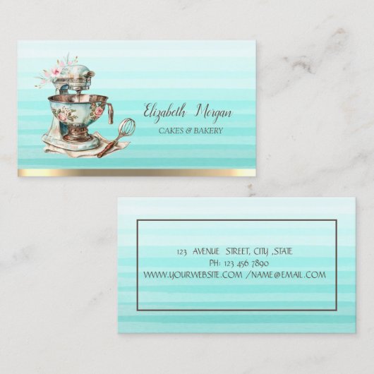 Floral  Bakkerij Mixer Ombre Visitekaartje (Voorkant / Achterkant)