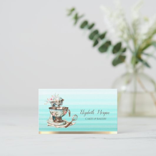 Floral  Bakkerij Mixer Ombre Visitekaartje (Staand voorkant)