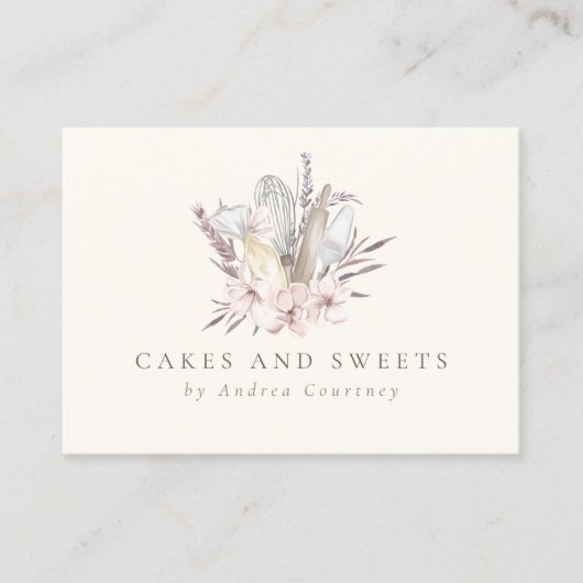Floral bakkerij Pastry Chef Baking Utils Bouquet Visitekaartje (Voorkant)