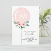 Floral Balballon Birthday Girl Kaart (Staand voorkant)