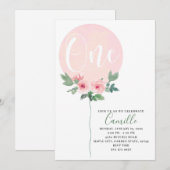 Floral Balballon Birthday Girl Kaart (Voorkant / Achterkant)